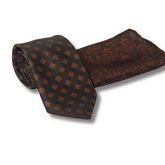 THE ANTIQUE BROWN CHECKERED TIE SET